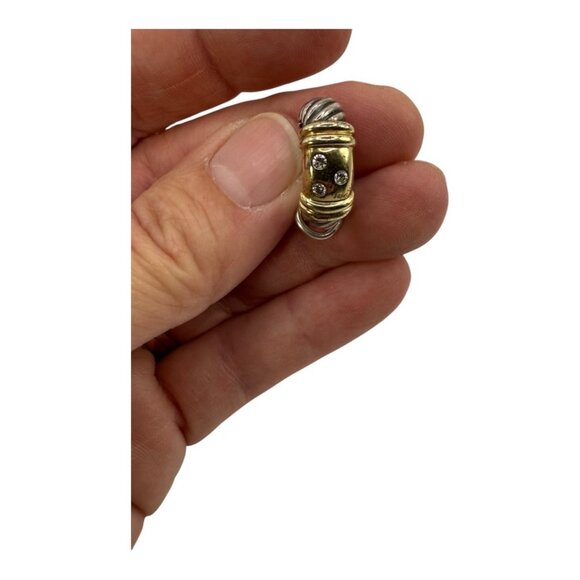 David Yurman Diamond, Gold & Silver Earrings - Picture 7 of 8